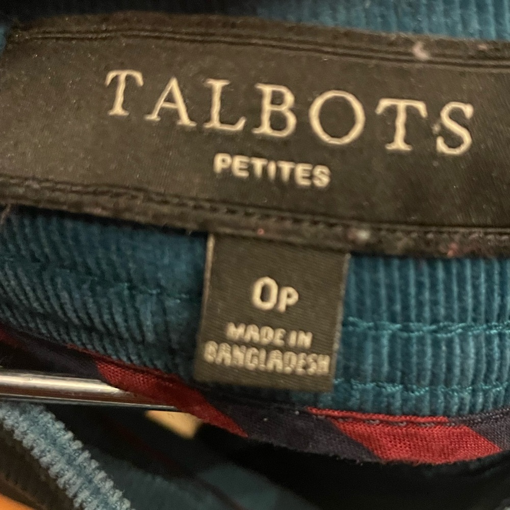 Talbots Petite Turquoise Corduroy Skirt 0P Pocketed Cotton Blend - Picture 7 of 7